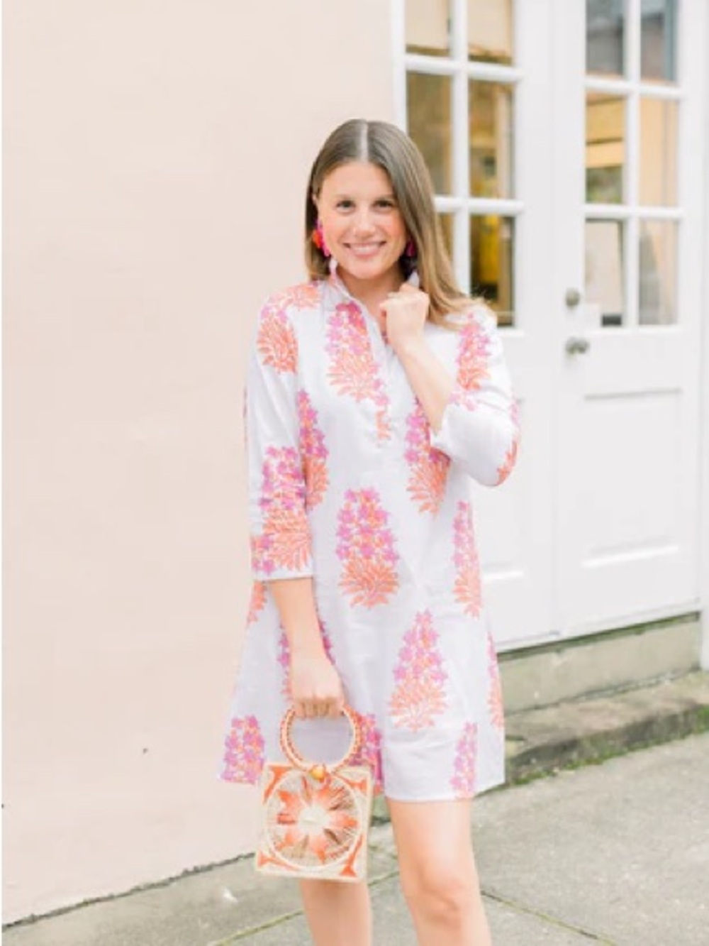 Victoria Dunn 100% Cotton Sully’s Mandarin Collar Tunic Dress Passion